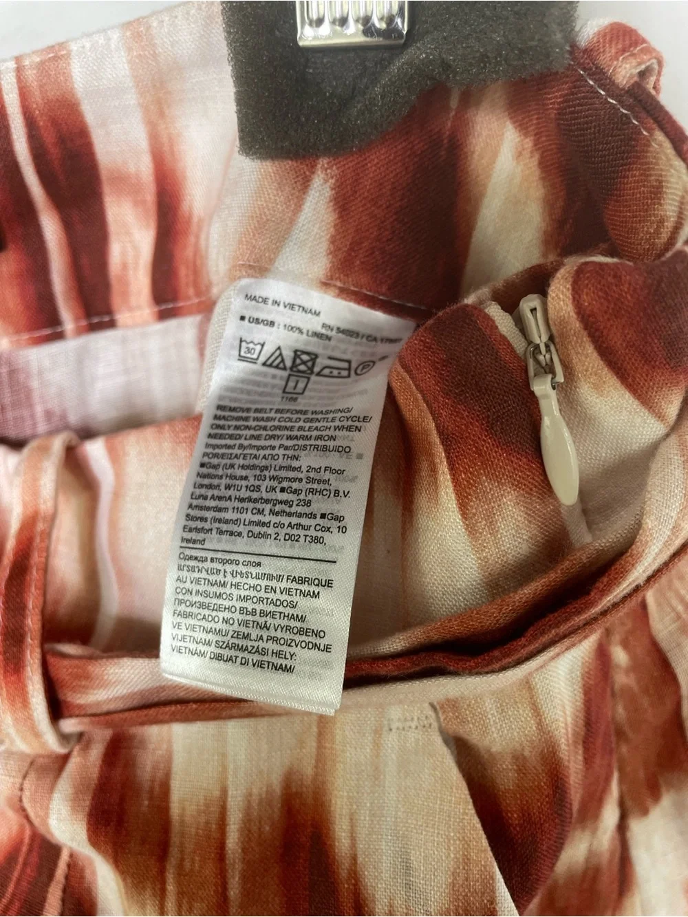 Boho Coastal | Banana Republic Linen Palazzzo Pants Meridian Rust Cream Tie Dye